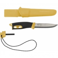 Нож с фиксированным лезвием Morakniv Companion Spark Black Yellow, сталь Sandvik 12C27, рукоять резина/пластик купить в Костроме