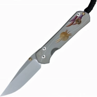 Нож складной Chris Reeve Large Sebenza 21 Unique Graphics Citrine Cabochon, сталь CPM-S35VN, рукоять титан купить в Костроме