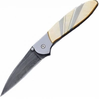 Полуавтоматический складной нож Santa Fe Kershaw Leek, дамасская сталь, рукоять сталь с накладкой из перламутра купить в Костроме