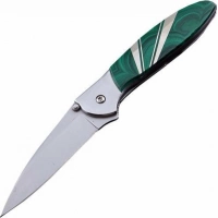 Полуавтоматический складной нож Santa Fe Kershaw Leek, сталь 14C28N, рукоять сталь с накладкой из малахита купить в Костроме