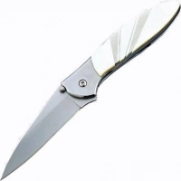 Полуавтоматический складной нож Santa Fe Kershaw Leek, сталь 14C28N, рукоять сталь с накладкой из перламутра купить в Костроме