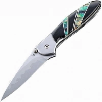 Полуавтоматический складной нож Santa Fe Kershaw Leek, сталь D2/14C28N, рукоять сталь с накладкой из зуба мамонта купить в Костроме