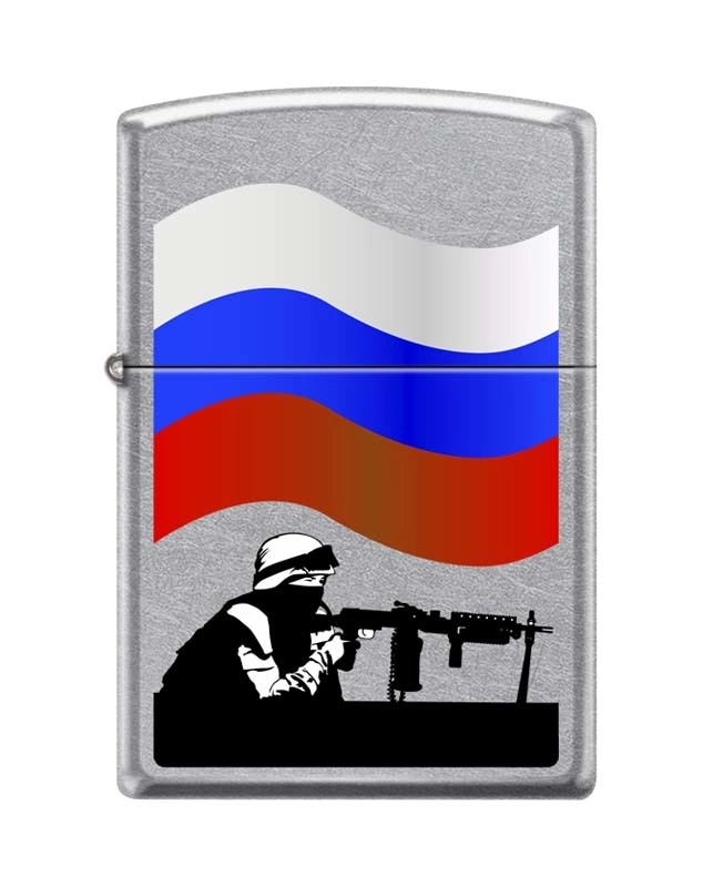 Зажигалка ZIPPO Защитник Отечества, латунь/сталь с покрытием Street Chrome™, серебристая, 36x12x56мм